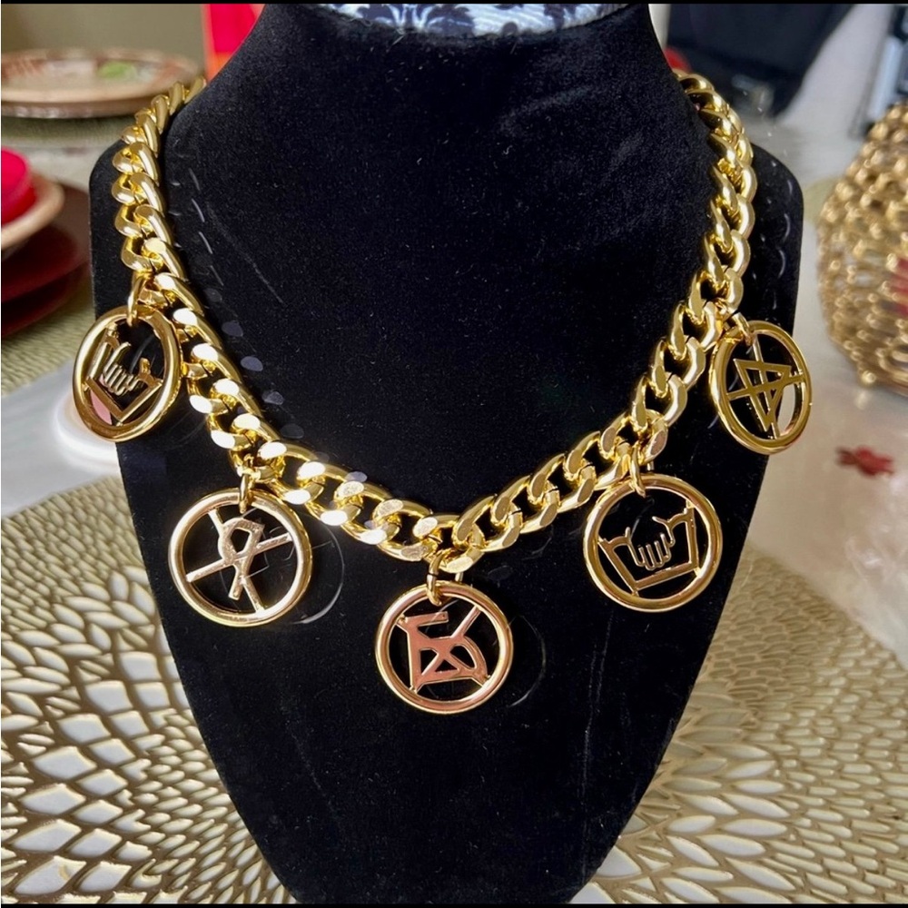Moschino Gold Symbol Charm Necklace
